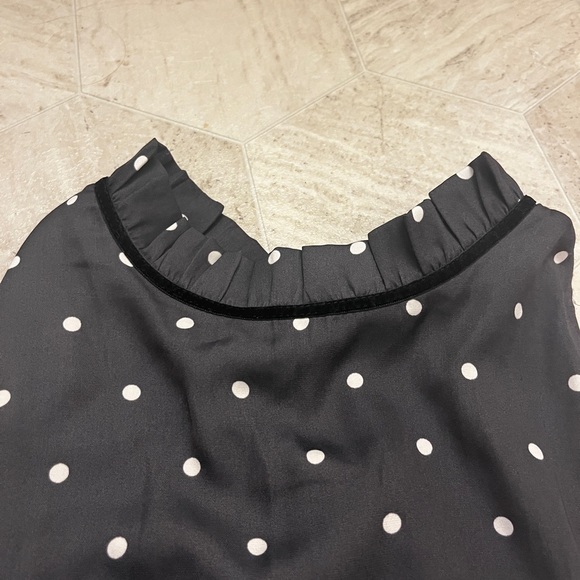 Loft Short Sleeve Polka Dot Blouse - Navy Blue - Picture 3 of 4